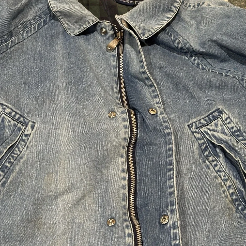 VTG Nautica Denim Barn Chore Jacket Mens large Plaid Lined Cotton Zip Up Coat - Picture 9 of 11